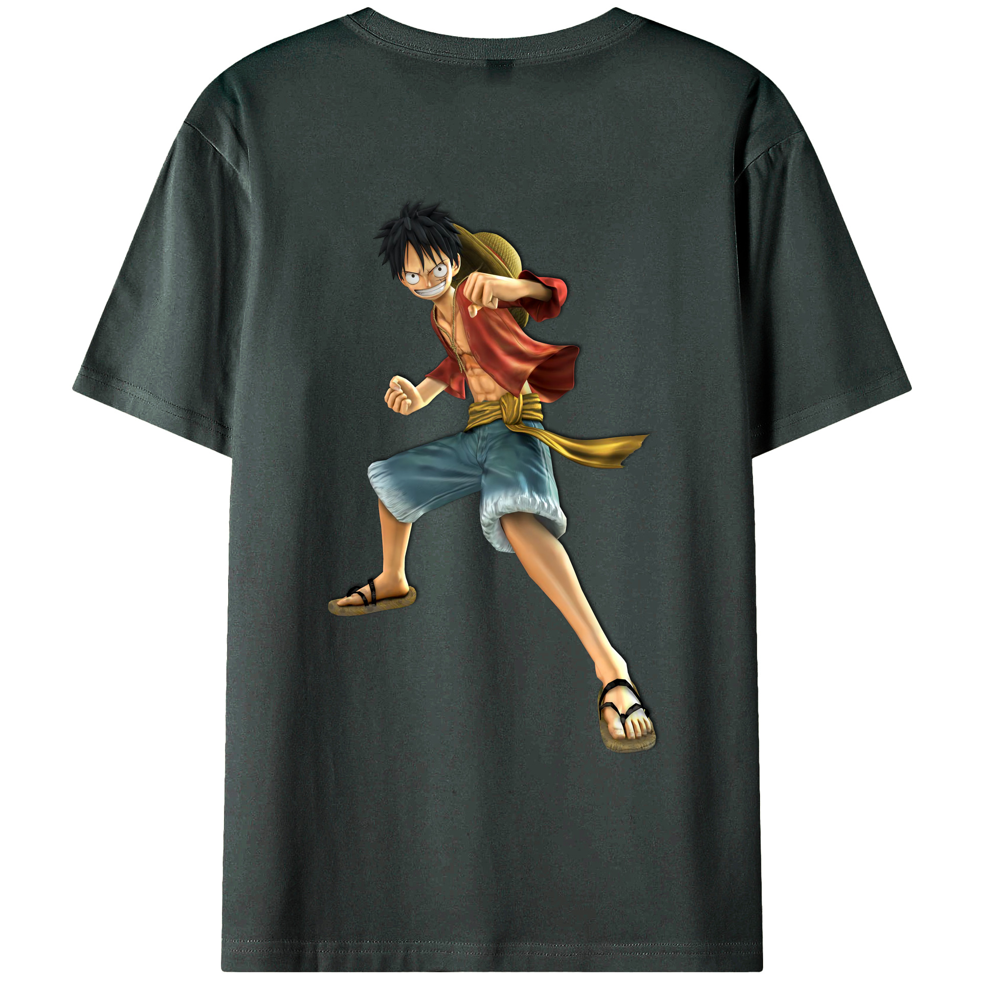 ワンピース モンキー・D・ルフィ ONE PIECE Monkey D. Luffy 綿100％ メンズ半袖Tシャツ（バックプリント） 通気性